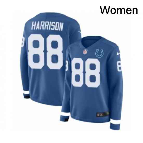Womens Nike Indianapolis Colts 88 Marvin Harrison Limited Blue Therma Long Sleeve NFL Jersey